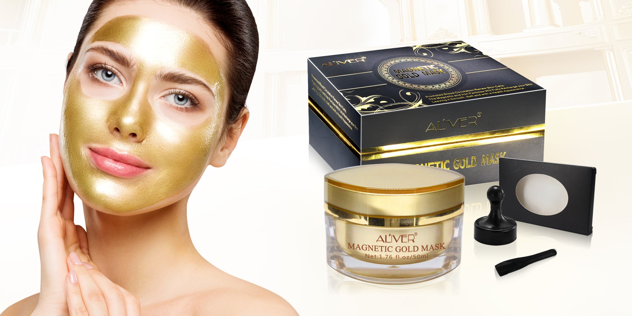 Unveil Radiant Skin with ALIVER Gold Luster Magnetic Facial Mask