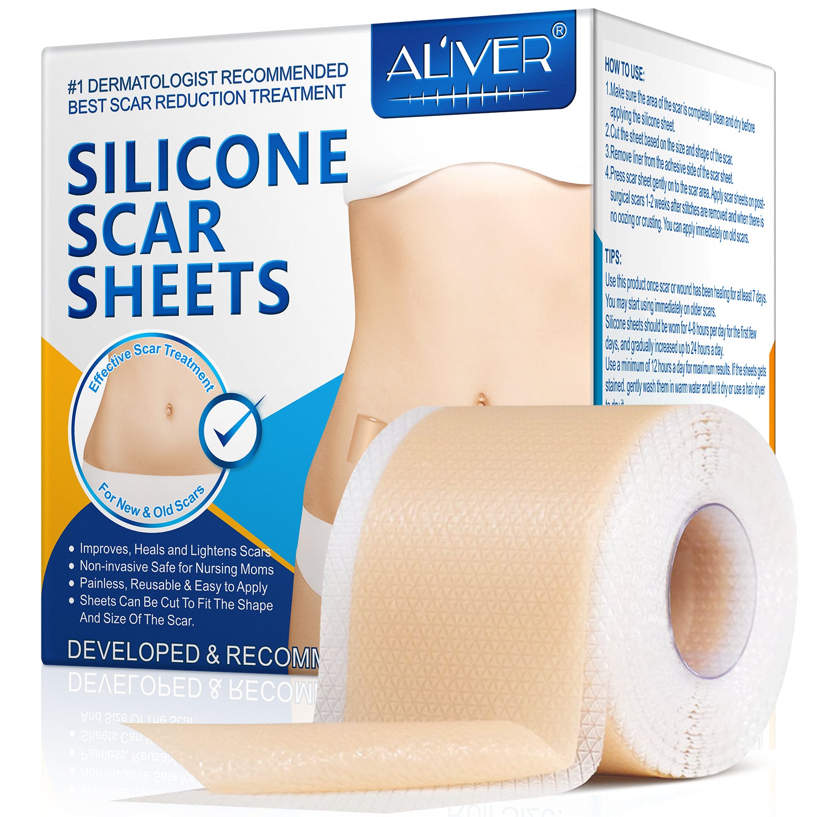 Silicone Scar Gel Sheets, Safe Professional Scar Gel Strips For Stretch  Marks 