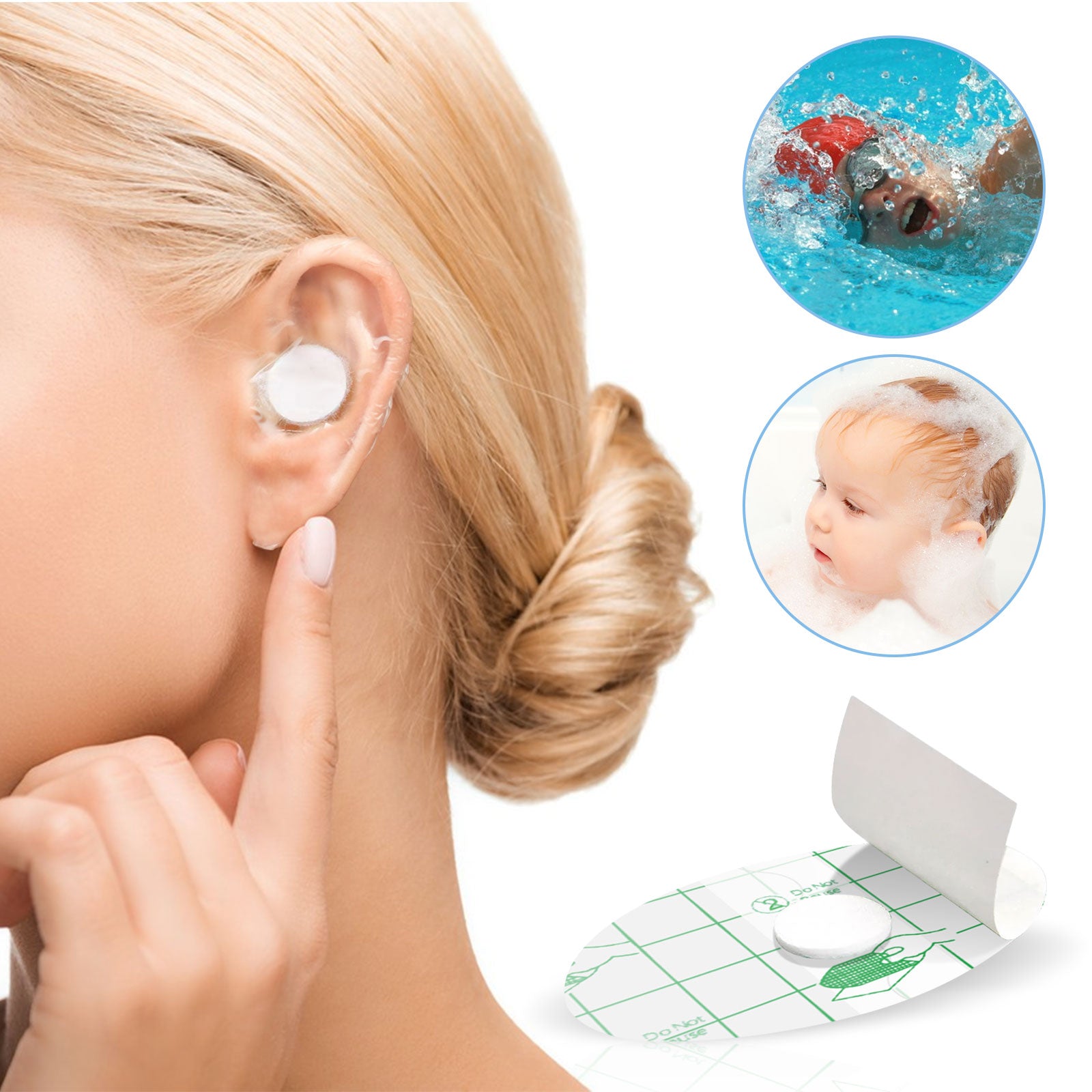 Baby Ear Pads Ear Protector Waterproof Earmuffs Shower Cap Tool Ear Stickers